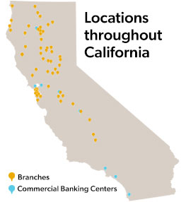 A map of California showing all branch locations