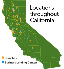 Map of California with branch locations
