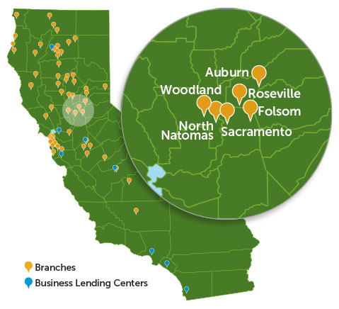 Map of Sacramento area locations
