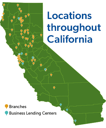 A map of California showing all branch locations