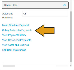 Arrow pointing at Set-up Automatic Payments 