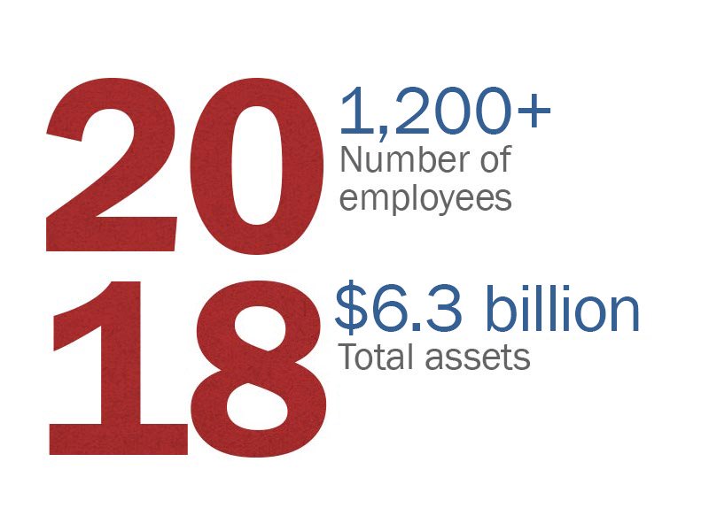 2018: 1,200 number of employees. $6.3 billion total assets.